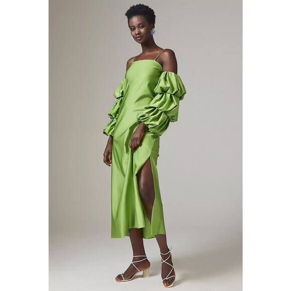 NWT ANTHROPOLOGIE Eugenia Fernández Convertible-Sleeve Slip Dress Sz MP #NA431 - Picture 1 of 13